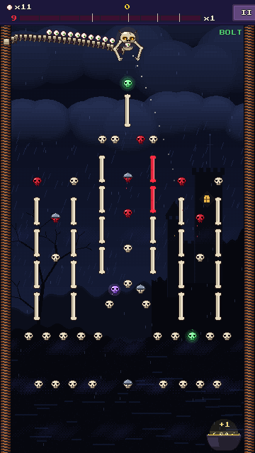 The Storm: a castle of skulls in a thunderstorm, its towers walled in with bone